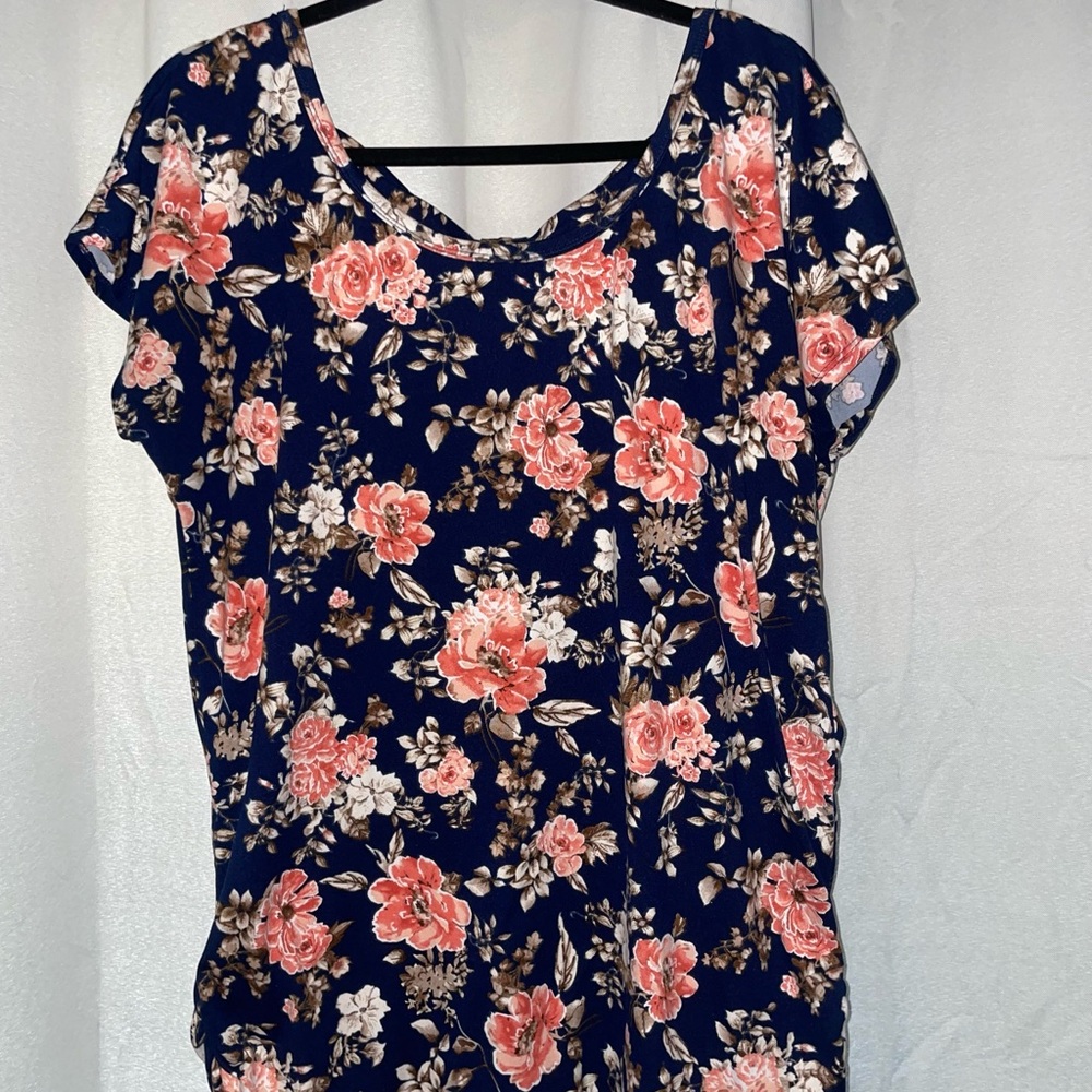 Floral Navy and Pink Women's Top